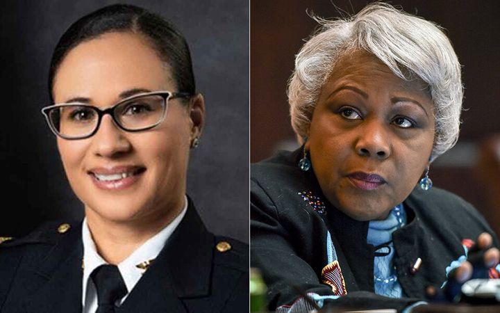 Portsmouth Police Chief Angela Greene, left, and Virginia Sen. Louise Lucas.
