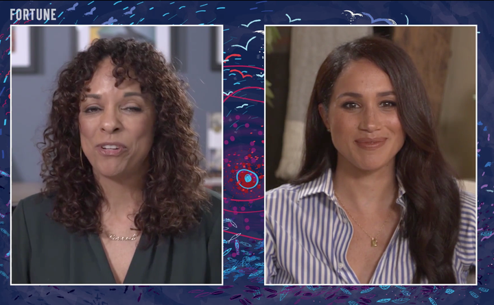 Fortune senior editor Ellen McGirt and Meghan Markle during Fortune's Most Powerful Women Summit on Tuesday. 