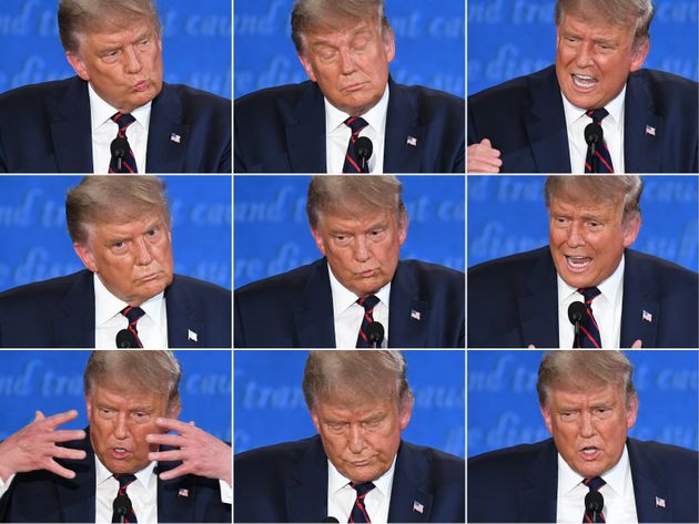 This combination of pictures shows US president Donald Trump during the first presidential debate with Democratic presidential candidate Joe Biden.