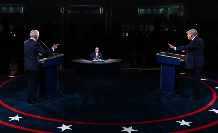 President Donald Trump and Democratic presidential candidate Joe Biden participate in the first presidential debate Tuesday, Sept. 29, 2020, at Case Western University and Cleveland Clinic, in Cleveland.