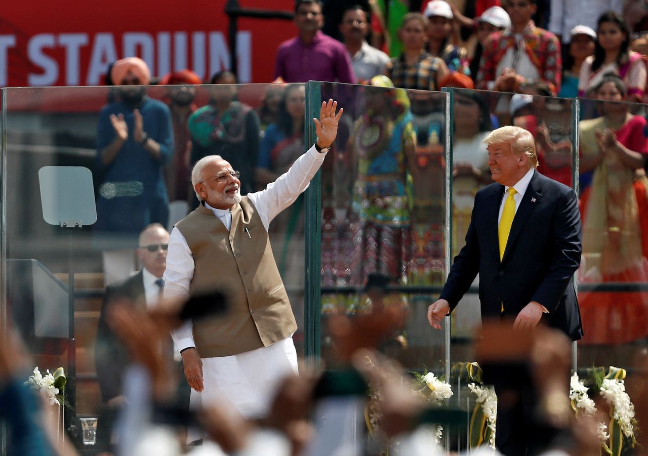 India Prime Minister Narendra Modi and President Donald Trump share authoritarian instincts -- and both could be emboldened by a Trump reelection. The two are seen here in Ahmedabad, India, earlier this year.