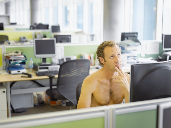 Being naked at work is a common dream scenario. 