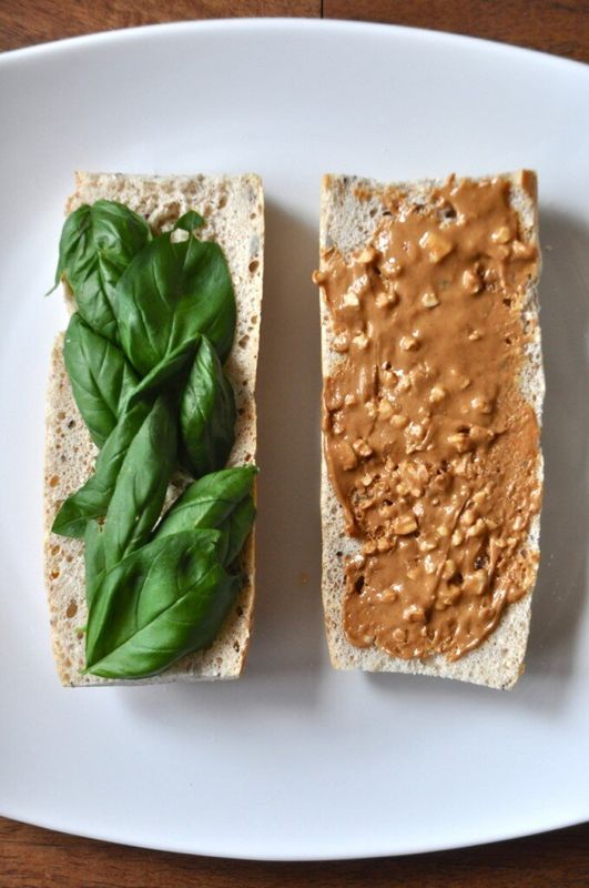 Peanut Butter and Basil Sandwich from Minimalist Baker