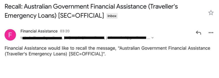 After the privacy breach DFAT then sent a recall email but still left peoples' private emails in the CC section. 