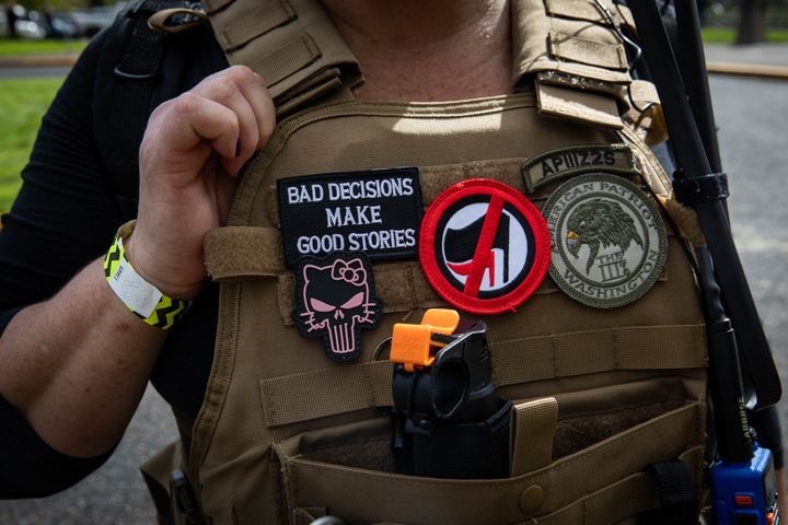 Far-right group "Proud Boys" members gather in Portland to show support to US president Donald Trump. 