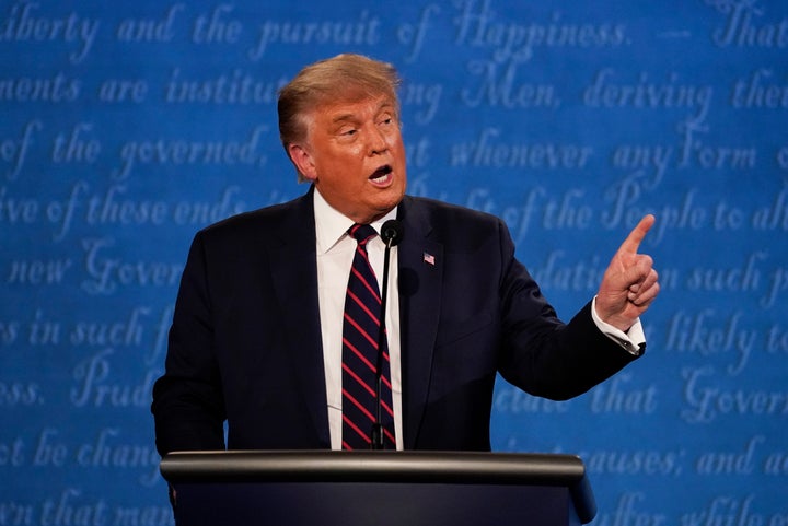 President Donald Trump gestures while speaking during the first presidential debate on Tuesday, Sept. 29, at Case Western Uni