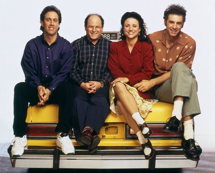 The cast of "Seinfeld" posing for a Season 6 promotional photo.