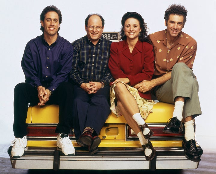 The cast of "Seinfeld" posing for a Season 6 promotional photo. 