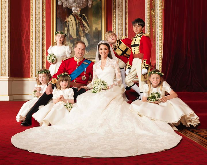 The Duke and Duchess of Cambridge and their wedding party in 2011.