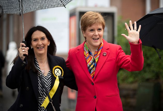 SNP leader Nicola Sturgeon (right) with Margaret Ferrier, SNP candidate for Rutherglen, during the election campaign