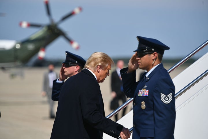 On Thursday, President Donald Trump departed from Andrews Air Force Base to attend a fundraiser in Bedminster, New Jersey. Trump knew of top aide Hope Hick's positive coronavirus diagnosis before attending the event.