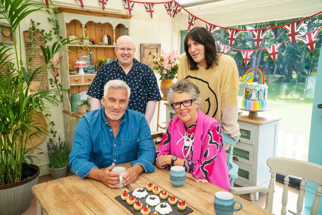 Paul, Matt, Prue and Noel in the Bake Off tent