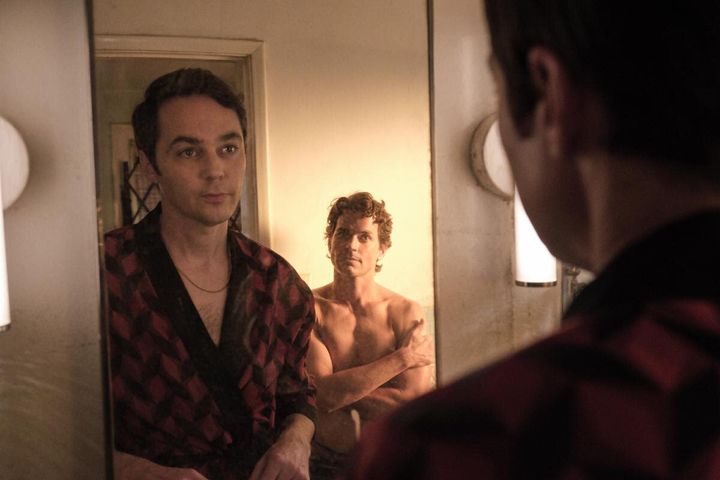 Parsons (left) and Bomer in a scene from "The Boys in the Band."