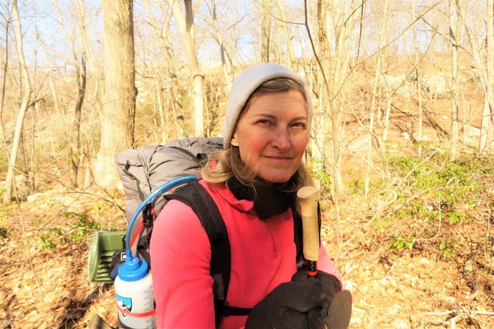 Stephanie Joyner hiking the Appalachian Trail in New York two weeks before becoming infected with the coronavirus. It shows "who I used to be," she said.