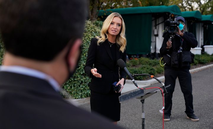 A day before testing positive for COVID-19, White House press secretary Kayleigh McEnany spoke to reporters without a mask.
