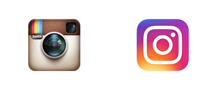 El primer logo de Instagram y el logo de 2016.