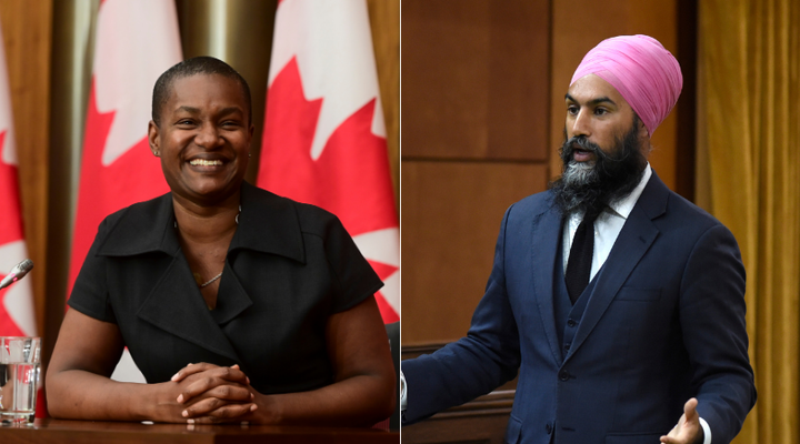 Green Party Leader Annamie Paul and NDP Leader Jagmeet Singh are shown in a composite of images from The Canadian Press.