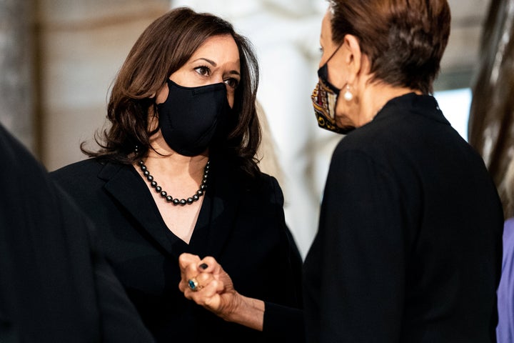 Harris attends a memorial service in honor of the U.S. Supreme Court Associate Justice Ruth Bader Ginsburg on Sept. 25.