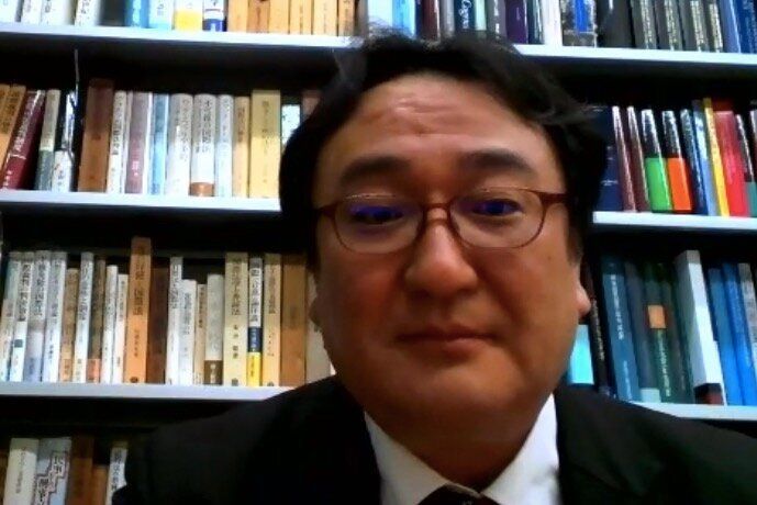 香港国家安全維持法の域外適用について解説する萬歳寛之・早稲田大学教授