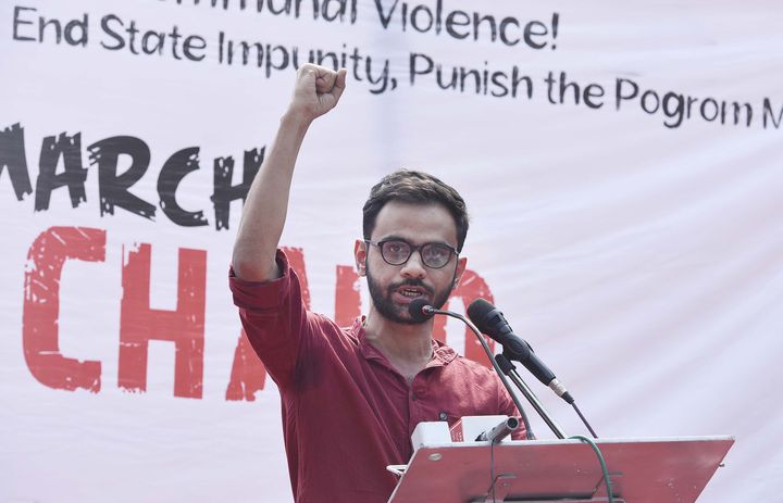 Former JNU student Umar Khalid speaks at a protest against Citizenship Amendment Act and the recent communal violence in New Delhi on March 3, 2020.