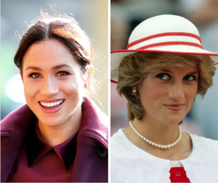 Morgan sees similarities between the Duchess of Sussex (left) and the late Princess of Wales (right).