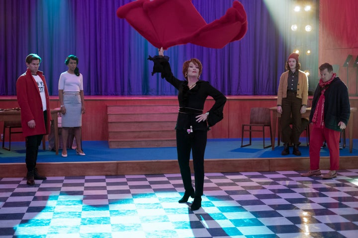 "This is based on a real thing that happened to kids in Indiana, and has a happy ending," Streep (center) said. "Everything we dream of in 2020."