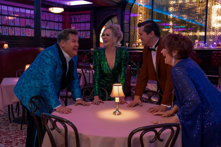 Netflix's "The Prom" stars (from left) James Corden, Nicole Kidman, Andrew Rannells and Meryl Streep.