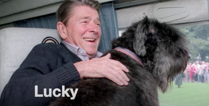 レーガン元大統領の犬＝YouTube"Dog Lovers For Joe Biden”より