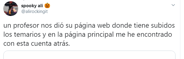 Tuit con la página de un profesor.