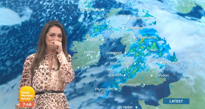 Laura struggled to keep it together during her forecast