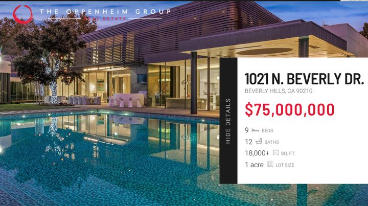 Davina's $75m listing is still on the Oppenheim Group's website