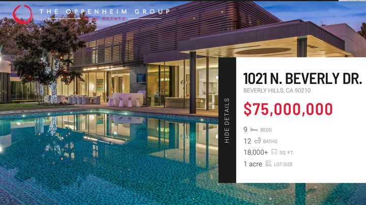 Davina's $75m listing is still on the Oppenheim Group's website