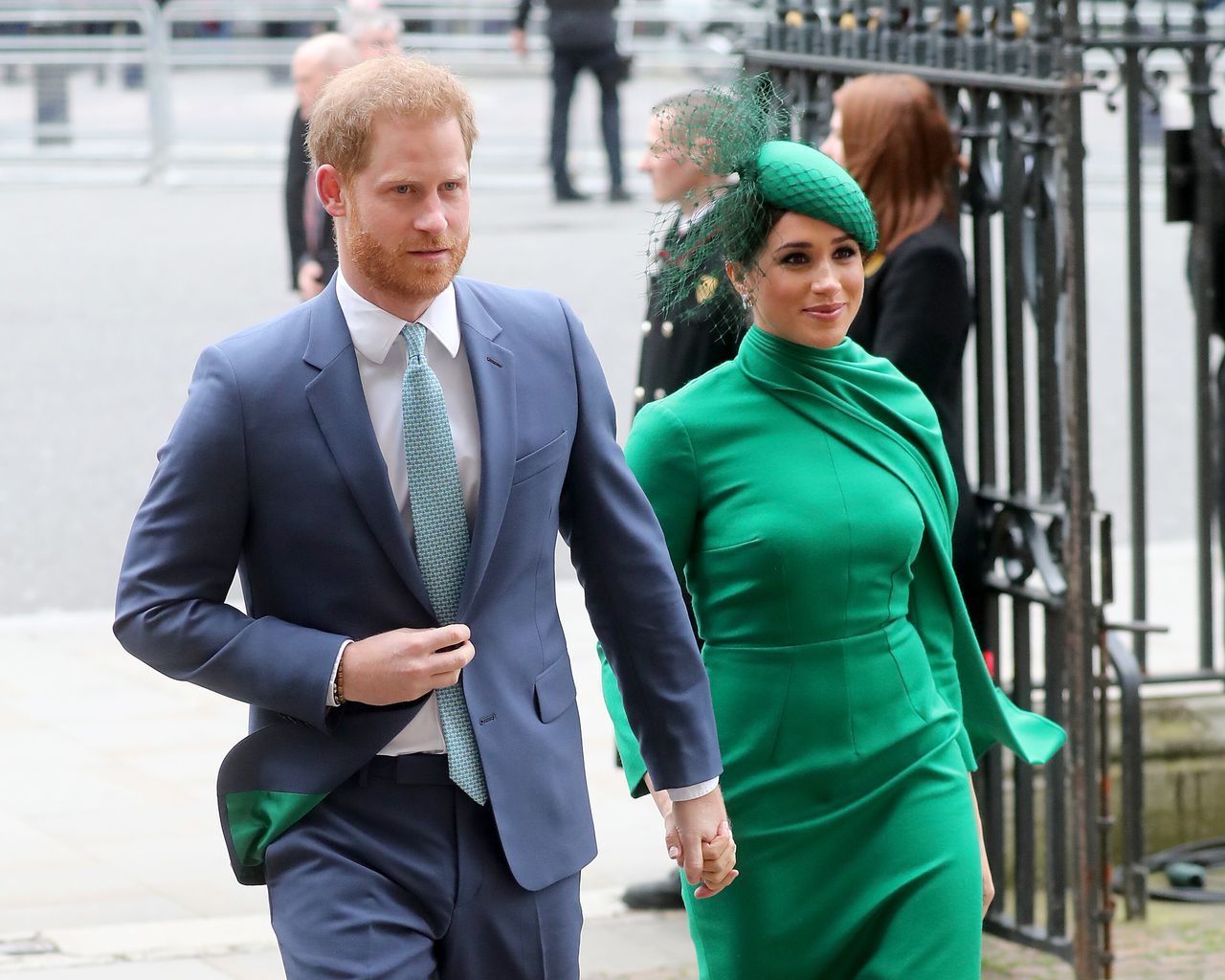 Prince Harry and Meghan, Duchess of Sussex at the Commonwealth Day Service 2020, their last formal public appearance as a royal couple.
