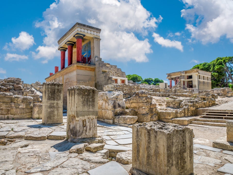 Knossos palace ruins at Crete island, Greece. Famous Minoan palace of Knossos.