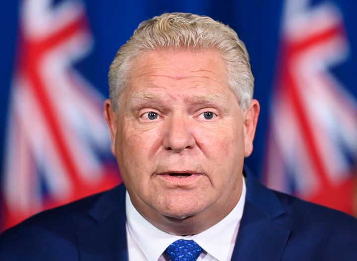 Ontario Premier Doug Ford holds a press conference at Queen's Park during the COVID-19 pandemic in Toronto on Oct. 2, 2020.