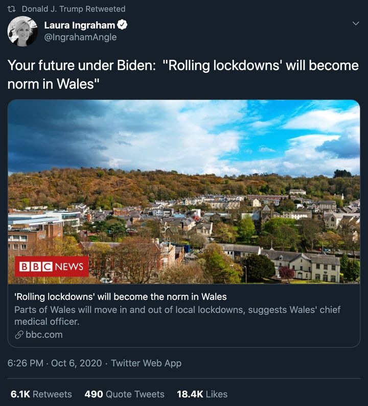 “I’m actually surprised that Donald Trump has even heard of Wales,” said one Welsh politician after President Donald Trump retweeted this post from Fox News host Laura Ingraham on Wednesday.
