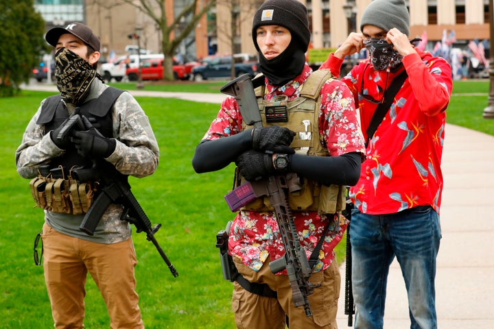 Heavily armed anti-lockdown protesters began showing up at the Michigan State Capitol in April around the time President Dona