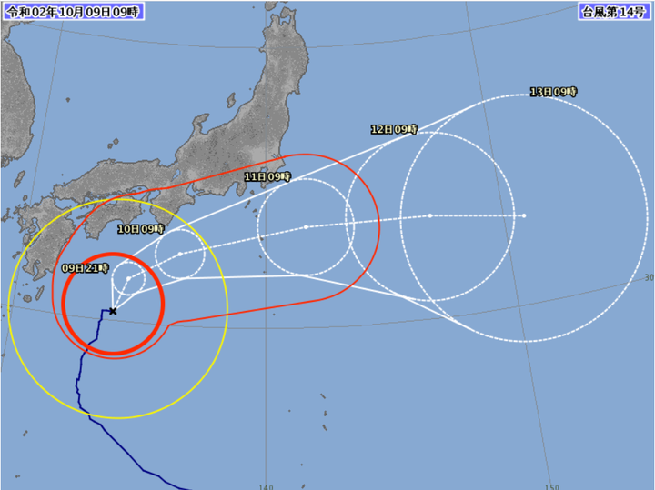 台風14号の進路予想