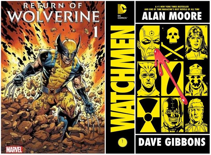左がウルヴァリン、右がウォッチメンのコミック。(The Return Of Wolverine と、Watchmen: International Editionの表紙より）
