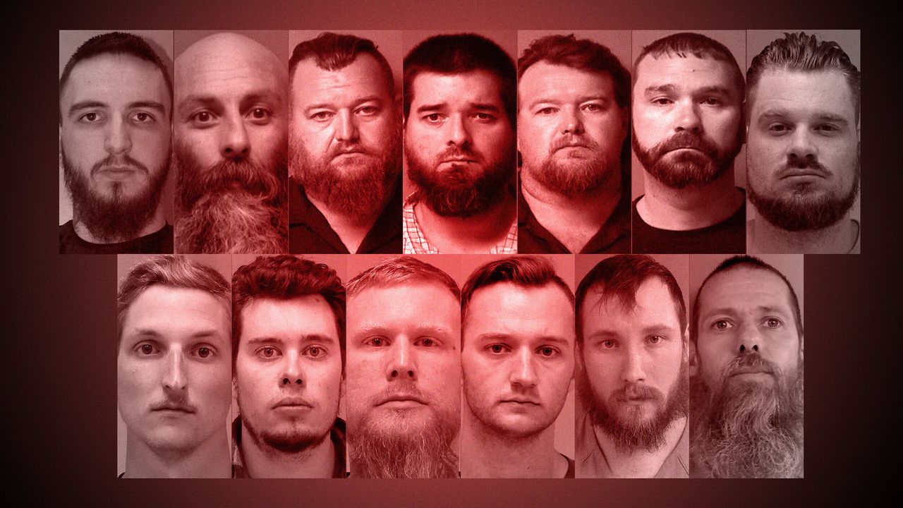 Mugshots of the 13 men belonging to paramilitary groups who were arrested last week related to a plot to kidnap Michigan Gov. Gretchen Whitmer, a Democrat.