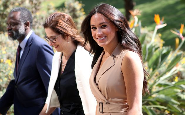 The Duchess of Susses arrives for an engagement at the University of Johannesburg in South Africa on Oct. 1, 2019. 