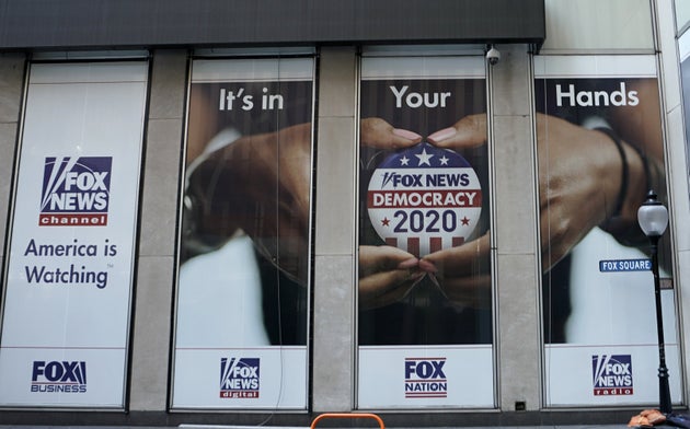 One of the displays outside of the Fox News headquarters on 6th Avenue in New York.