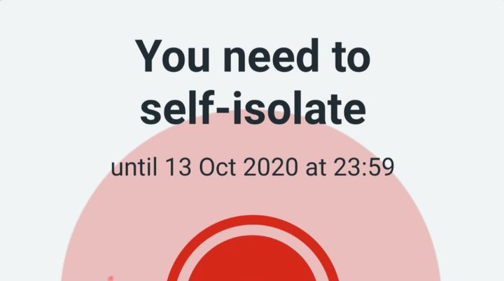 What the official NHS Covid App selif-isolation alert should look like