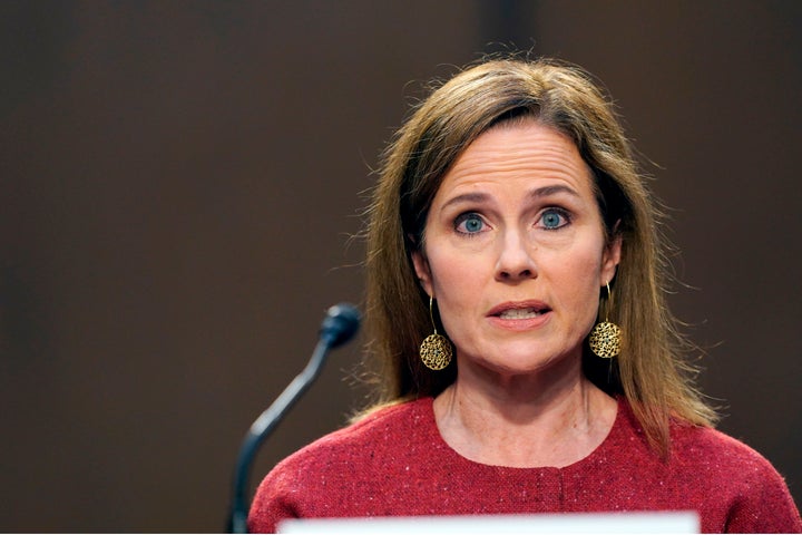 Supreme Court nominee Judge Amy Coney Barrett speaks during the second day of her Senate Judiciary committee confirmation hea