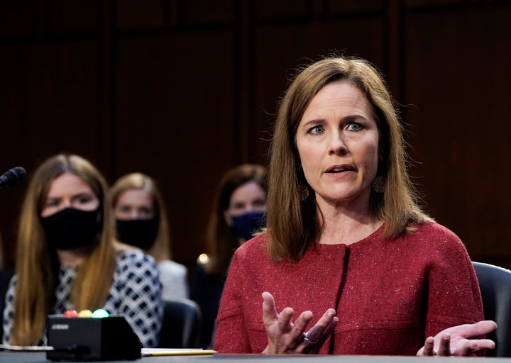 Supreme Court nominee Judge Amy Coney Barrett participates in the second day of her confirmation hearing before the Senate Judiciary Committee on Capitol Hill in Washington, D.C., on Oct. 13.