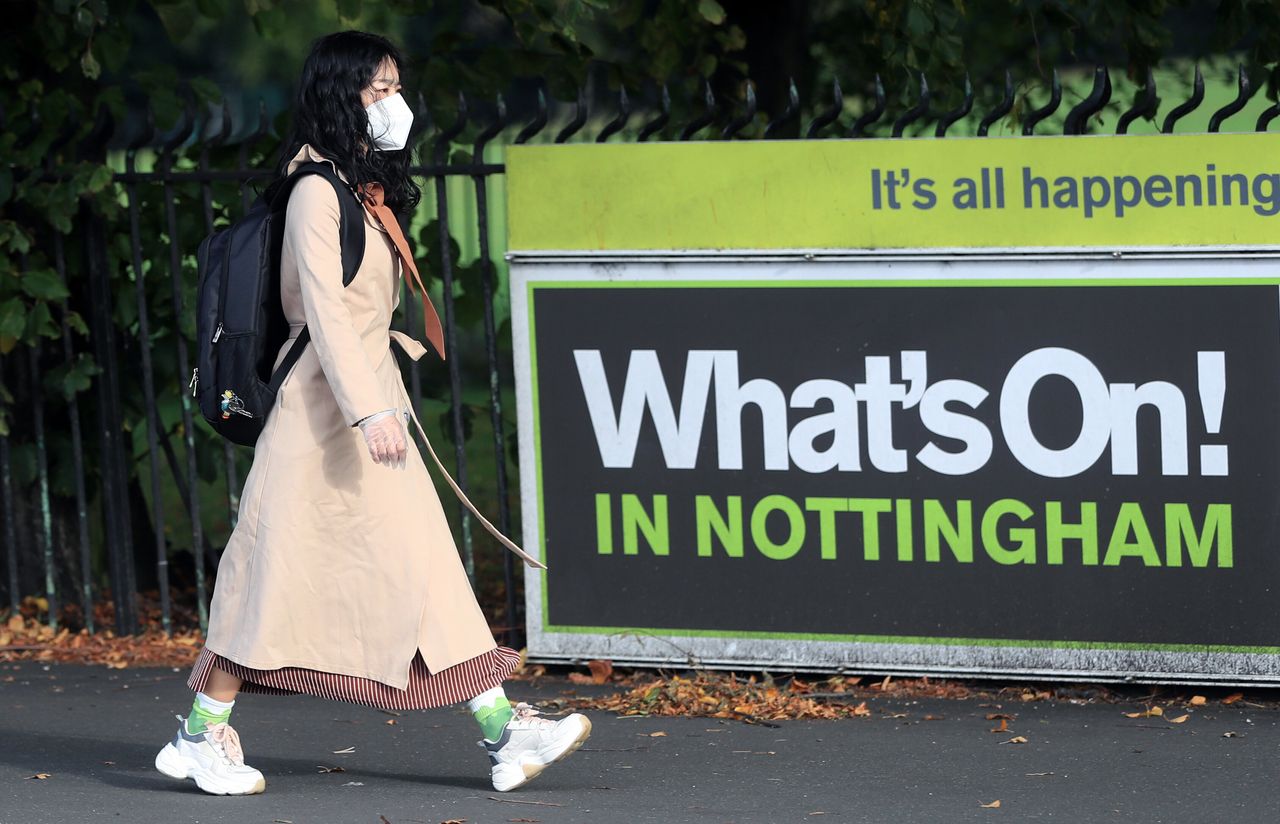 A woman wearing a face mask in Nottingham.