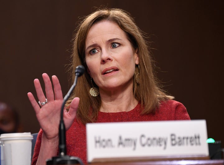 U.S. Supreme Court nominee Judge Amy Coney Barrett speaks during the second day of her confirmation hearing before the Senate Judiciary Committee on Oct. 13, 2020. 