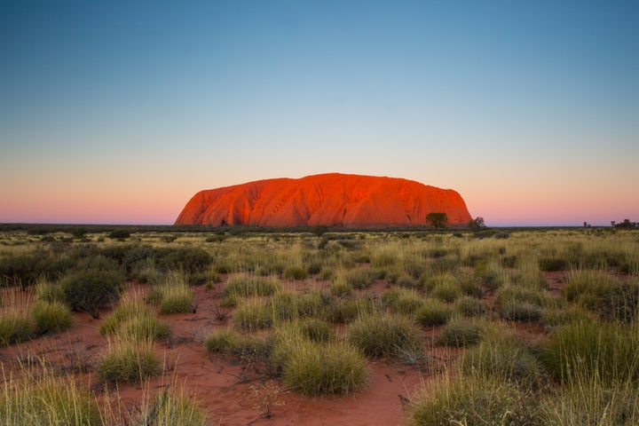 Uluru, a site sacred to First Nations peoples. 
