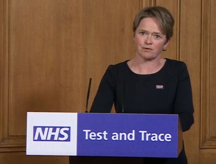 Baroness Dido Harding during a media briefing in Downing Street, London.