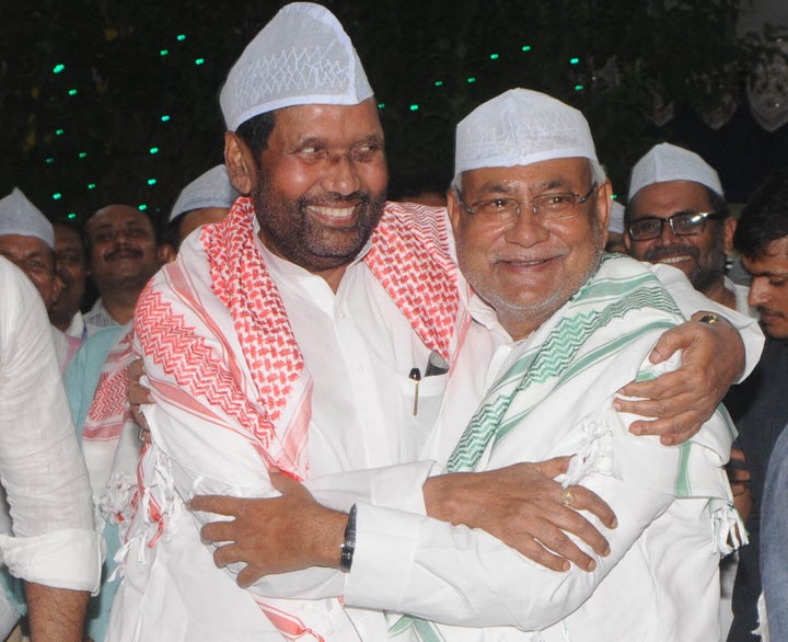 Chief Minister of Bihar Nitish Kumar with Ram Vilas Paswan in a file photo